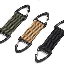 LICHTS Outdoor Hiking Nylon Webbing Backpack Dual Ended Triangular Hook Khaki-picture-12