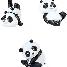 CALANDIS 3pcs Resin Panda Statue Sculpture Ornament Simulation Decoration | Figurines-picture-30