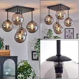 Chandni Decor Ceiling Light - Glass Clear, Smoke-Coloured, 5-Light Source-image-3