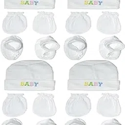 Baby Cotton Mitten Sets with Cap and Booty-Pack of 4(White)-picture-14