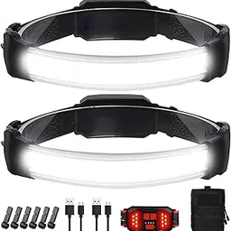 Headlamp Rechargeable,Ultra Bright Upgrade 1500 Lumens 6 Modes Head Lamp Led Rechargeable with Taillight(Individual Control),230°Wide Beam Waterproof Headlamps for Adults Outdoor Camping Running-picture-26