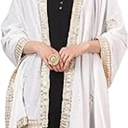 a r silk Women's White Velvet Chandana & Gotta Patti Work With Gotta Patti Lace Fancy Dupatta(ARS0770)-picture-13