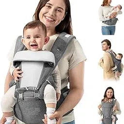 Suicune Baby Carrier with Hip Seat, 9- in-1 Baby Carrier Newborn to Toddler, Ergonomic M Position, Head Support and Breathable Mesh,Adjustable Removable Baby Sling Carrier (7-45 lbs), Grey-image-58