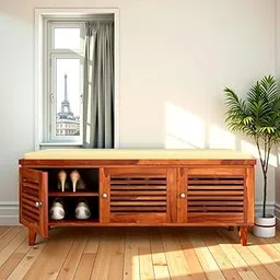 Avish Wood Solid Wood Shoe Cabinet for Living Room | Wooden Shoe Cabinet with Cushion Seat for Home (Honey Finish)-picture-24