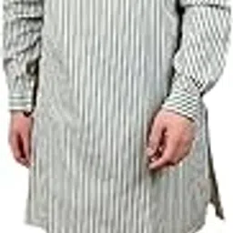 threadori Men’s Stripe Cotton Kurta | Yarn Dyed | Mill-Made | Long Sleeve | Band Collar | Side Pockets | Cuffed Sleeves | Coconut Shell Buttons | Relaxed Comfort Fit-picture-16
