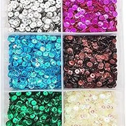 eshoppee 150 gm 5 mm Six Color Round Shape Sequins Sitara for Jewellery Making Necklace Bracelet Earring Embroidery Material Art and Craft DIY kit, Glitter Sequince Rhinestones Beads (19)-image-46