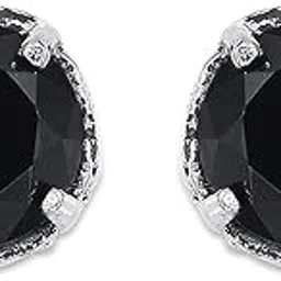 peora 316L Stainless Steel CZ Into the Night Black Round Stud Earrings for Unisex - Valentines Gift for Him-picture-14