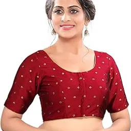vamas Women's Silk Solid Elbow Sleeves Readymade Saree Blouse (X-768.ELB)-picture-33