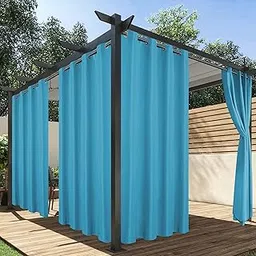 HolidayIdeas Outdoor Curtains for Patio Waterproof, 4 Panels - 54 x 120 Inch - Privacy Protection & Light Filtering Curtains Teal Grommet Outside Curtains for Porch, Gazebo, Pergola, Backyard-picture-68