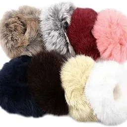 fitness fit Soft Fur Elastic Multicolour Hair Rubber Bands for silky hair Ponytail Holder Kids Girls Women (Pack of 5)-picture-39