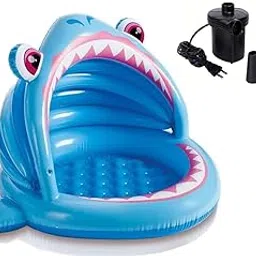 GLAN Inflatable Bathing/Swimming Tub for Kids and Adults Indoor and Outdoor Spa Swimming Pool with Air Filling Pump Multicolour Pack of 1 (Dolphin Bath Tub)-picture-60