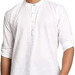 vastramay Men's Cotton Blend Short Kurta || Cotton Short Shirt Style Solid Kurta With Buttonhole Detailing || Ethnic Wear for Festivals, Weddings-picture-40