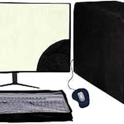 Computer Desktop 3 Pcs PVC Cover Set – Water-Resistant Dust Protection for Monitor, CPU & Keyboard | Extra Zip Closure | Ideal for Office, Home & Business Use (20 Inch)-picture-17