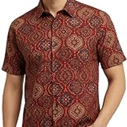 jojo peter Men's Cotton Warli Print Regular Fit Shirt | Half Sleeve Casual Shirt with Collar for Men/Boys-picture-29