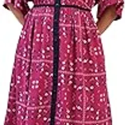 zelena Graphic Print Cotton Shirt Dress | Nursing & Maternity Friendly with Kimono Sleeves | A-Line Casual Dress for Women-picture-30