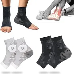 Neuropathy Socks for Women and Men, Ankle Compression Sleeve Foot Pain Relief, Upgraded Socks 2 Pairs, Diabetic Neuropathy Sock Plantar Fasciitis Brace (M)-picture-11