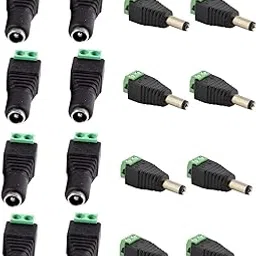 INVENTO 8Pcs DC Female Plug + 8pcs DC Male Jack Plug 5.5x2.1mm to Screw Terminal Connector For CCTV Camera, LED Strips, DC Connections, DIY Projects-image-5
