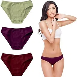 Women's Medium Coverage Super Combed Cotton Mid Waist Bikini with Concealed Waistband (Pack of 3_Colors & Prints May Vary)-image-31