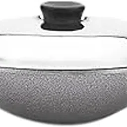 6th Planet Pearl NonStick Aluminium Deep Appakadai Appam Maker Non Stick with Lid - Appam Chatty Non Stick - Appachatti - Tadka Pan Ideal for Indian CookingHammertoneGrey-picture-34