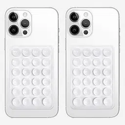 SKYSIA Suction Phone Case,Sticky Mount Pad, Silicone Suction Phone Case for Hands-Free Mobile Accessory Holder Grip, Video Phone Accessory Compatible with Mirror, Shower – (Pack of 2) (WHT+WHT) image 1