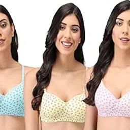 emavic Women's Cotton Lightly Padded Full Cup Non-Wired T-Shirt Printed Bra Combo Pack of 3-picture-19