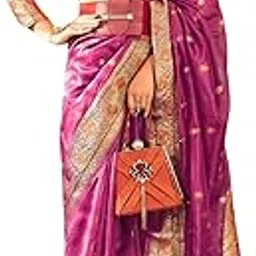 Womens Jacquard Cotton Silk Casual Saree for Women (Pink)-image-5
