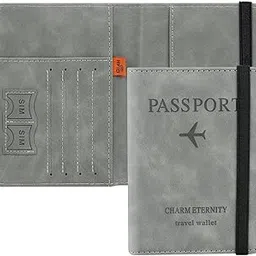 holy delight Grey RFID Blocking PU Leather Travel Passport Holder Cover Travel Wallet Organiser Passport Case Travel Document Organiser for Men & Women-picture-46