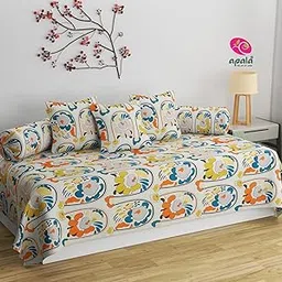 LOPUNNY Poly Cotton Diwan Set Soft Cotton, 1 (60 X 90 Inches) Bedsheet,3 (16x 16 inches) Cushion Covers and 2 Booster Covers (6 PCS Set)-picture-25