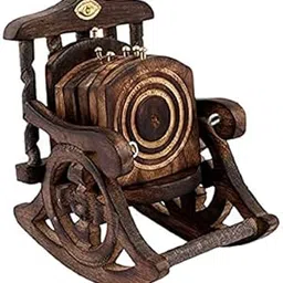 NZA NABZ Crafts Wooden Antique Beautifull Miniature Rocking Chair Design Tea Coffee Coaster Set-picture-17