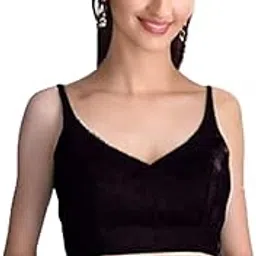 Woman`s Saree Vevelvet V Neck Blouse Colour Black with Padded-picture-32
