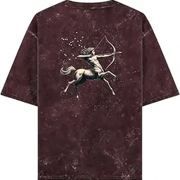 Arya Oversized T-Shirt for Men & Women | 100% Pure Cotton 240 GSM Acid Washed Tee with Sagittarius Zodiac Back Print | Unisex Comfortable Fit T-Shirt-picture-30