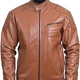 finehide Leather Jacket For Man, Slim Fit Biker Jacket With for Men with Zip Closure and Side Pockets, Stylish Winter Wear Casual Outerwear for Men (Tan, FHJKT040-S)-picture-14