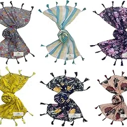 narnari Women's Printed Chiffon Scarf and Stoles-N2097(Free Size) Set of 6-picture-12