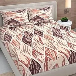 FABINALIV Multicolor Geometric Woollen King Size Fitted Double Bedsheet with 2 Pillow Covers (FLWEBS-1142-Multi)-picture-60