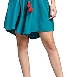 b stories Culottes Shorts for Women-Green Solid-picture-26