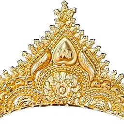 bengcraft Bengali Bridal Mukut Crown, Golden Hair Accessories, Traditional Wedding Headpiece for Women, Tiara Taj for God and Goddes Idols Krishna Laddu Gopal Durga Devi Maa-picture-12