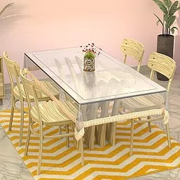Kuber Industries PVC Transparent Table Cover 4 Seater | Table Protector Sheet | Waterproof and Dustproof | Gold Lace Transparent Table Cloth | Dining Table Cover | 45x70 Inch | Gold-picture-21