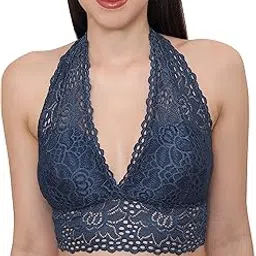 glamoras Women's Lace Spandex Padded Wire Free Adjustable Straps Lace Floral Pattern Everyday Bra | Smooth Lace Full Coverage Bralette Bandeau Bra Crop Tube Top, Free Size-picture-11