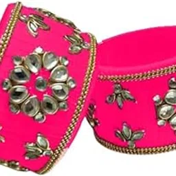 harshanvikaboutique Silk Thread Ladies Trendy Designer Bangles Color Set For Women's Color (Pink) (Pack of 2) (Size-2/6)-picture-17