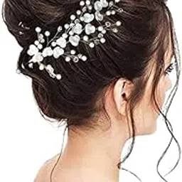 AccessoZone Bridal Floral Hair Accessories | Pearl & Crystal Hair Pins and Brooch for Women | Perfect for Juda, Buns, and Hairstyle Decoration-picture-18
