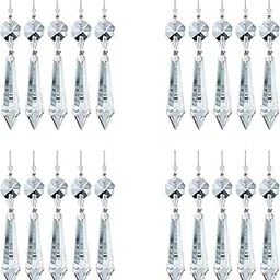H&D 25pcs 55mm Crystal Replacement Clear Chandelier Icicle Prisms with Octagon Crystal Bead for Lamp Decoration-picture-15