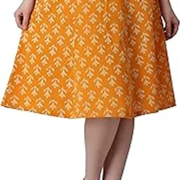 popwings Casual Bagru Printed A-Line Knee-Length Summer Skirt for Women | Ethnic-picture-12