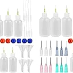 HASTHIP® 41PCS Needle Tip Glue Bottles Applicator Set 30ml 50ml 100ml Plastic Squeeze Dropper with Caps Blunt Tips for Craft Art Project Paint Quilling and Oil Assorted-image-83