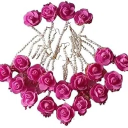 peaches & pink Flower Maang Tikka Jewellery for Wedding/Baby Shower/Haldi/Mehandi/Party - (Pack of 20)-picture-46