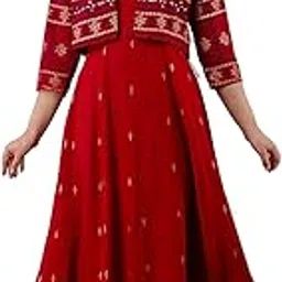 celebravo Women Rayon Stylish Printed Anarkali Kurta with Detachable Jacket-picture-15