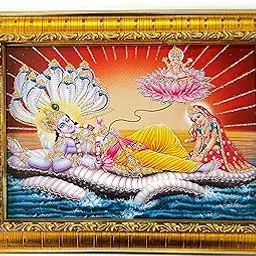 Bajaj Creations Religious Hindu God Vishnu laxmi religious photo frame for mandir and home size ((6 * 8 inch (small)) image 1