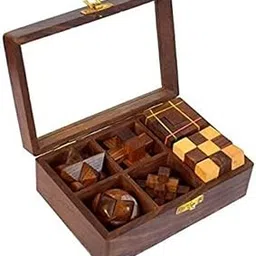 STAR CRAFT Wooden Puzzle Game Handcrafted Pure Natural Rosewood Puzzle Game Set Brain Teaser for Teens and Adults & Childrens Puzzle Set (Set 6)-image-37