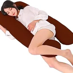 DAKSH Pregnancy Pillow for Sleeping, Maternity Pillow for Pregnant Women, U-Shape Body Pillow with 100% Cotton Cover - Brown-picture-14