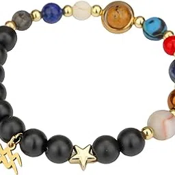 Gift 12 Zodiac Charms Energized Onyx Black Beads and Tiger Eye Planet Navgrah Beaded Zodiac Bracelet for Men and Women-image-3
