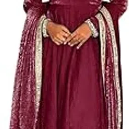 CRAFTINUITY Women's Fandy Silk Embroidered Anarkali Kurti Gown with Dupatta Set-picture-14